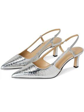 Michael Kors Alora Mid Sling Embossed Leather Pumps Shoes